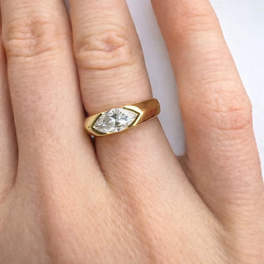 Nathan 1ct Marquise Cut Unisex Ring - M and F Series image 3