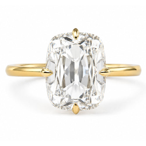 Athena 3ct Elongated Old Mine Cushion Cut Tulip Setting Ring - M and F Series image 0
