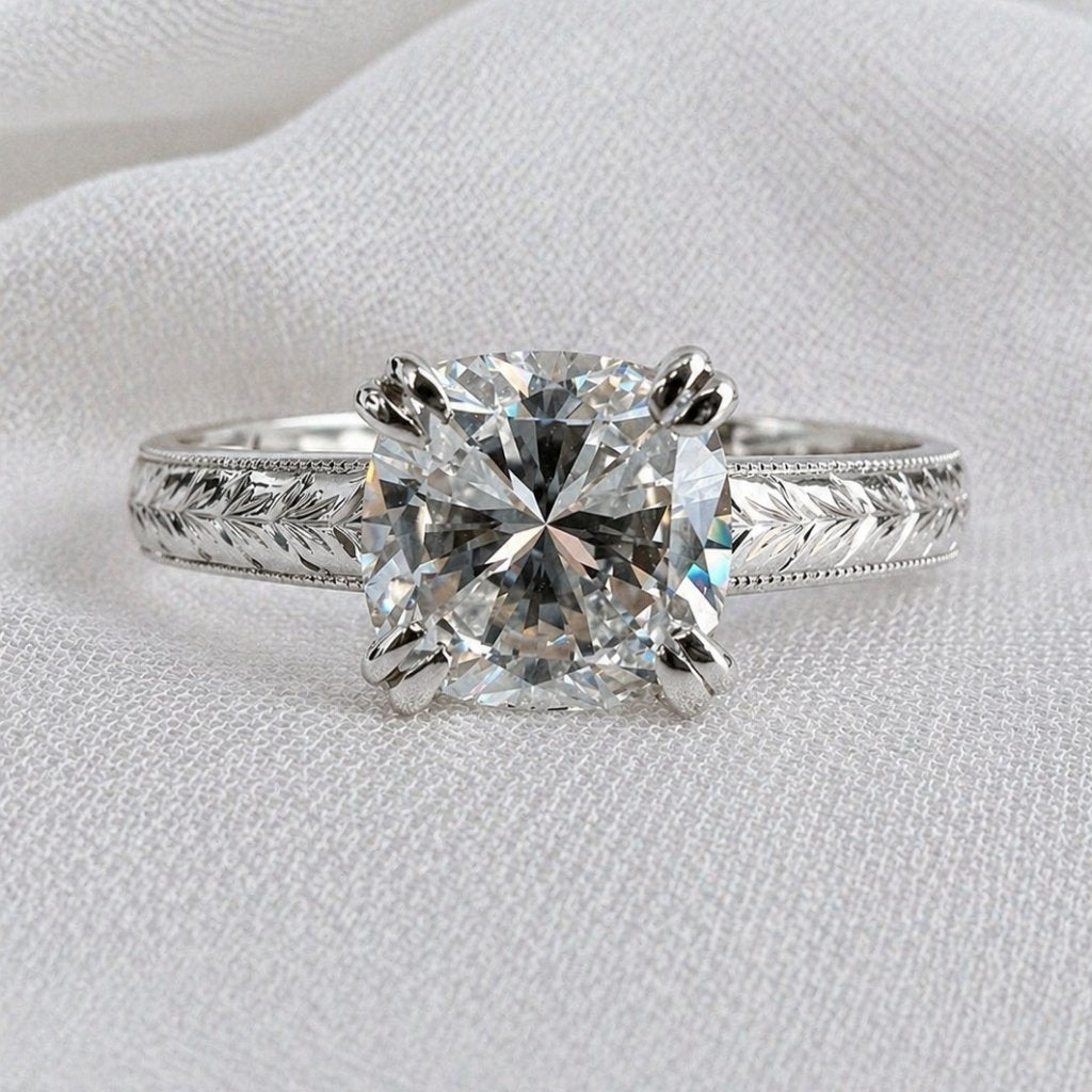 Deborah 2ct Cushion Cut Textured Ring - M and F Series image 7