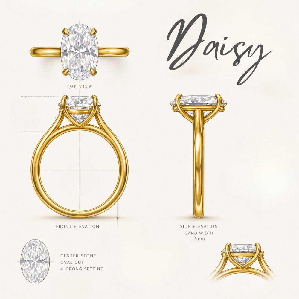 Signature Daisy Oval Cut 5ct Cathedral Ring image 9