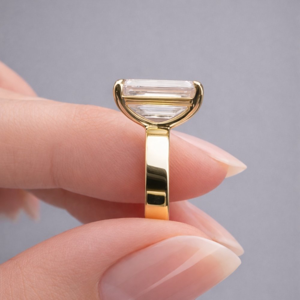 Signature Emma 4ct Emerald Cut Cigar Band Engagement Ring image 4