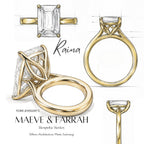 Raina 5ct Radiant Cut Tulip Setting Engagement Ring - M&F Series image 8