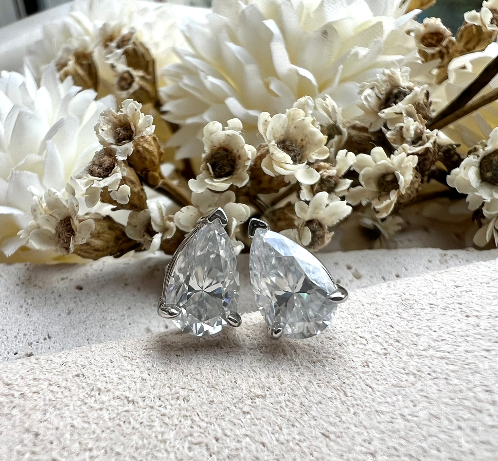 Paris 1ct Moissanite Pear Stud Earrings image 4