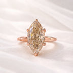 Lia 3ct Champagne Moissanite Marquise Cut Tulip Setting Ring - M & F Series image 8