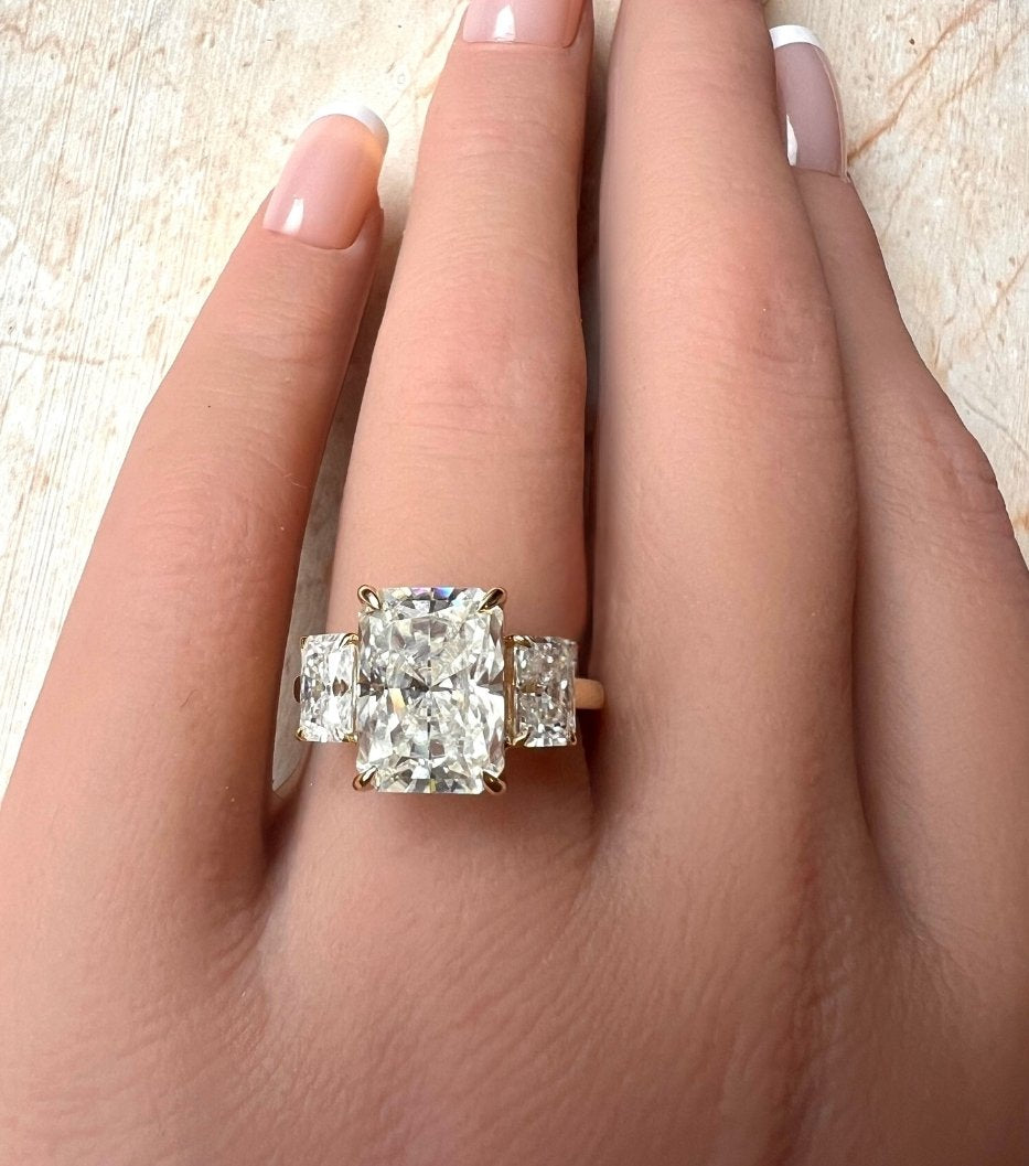 Emilia 6.6CTW Radiant Cut Trilogy Ring - M and F Series image 1