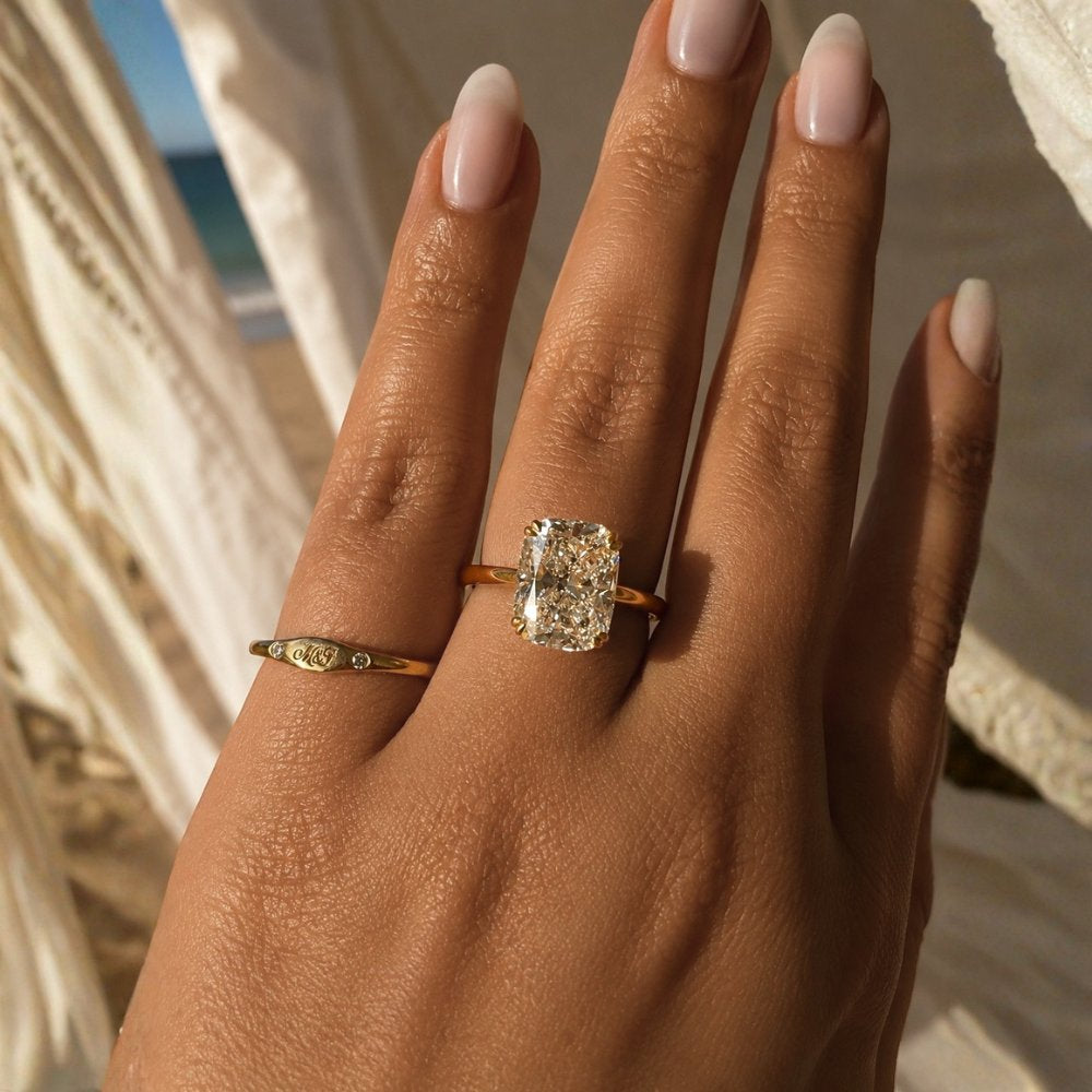 Signature Catherine 3ct Elongated Cushion Cut Cathedral Setting Ring image 1