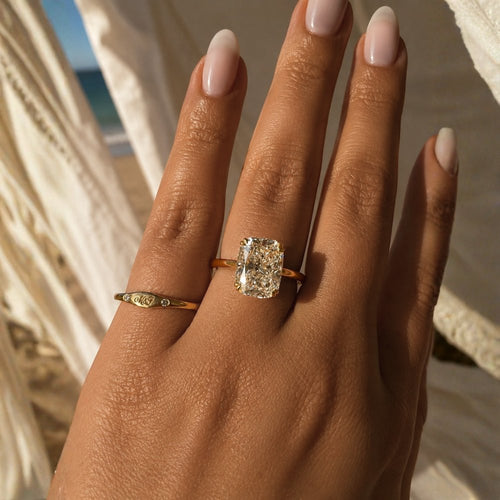 Signature Catherine 3ct Elongated Cushion Cut Cathedral Setting Ring image 1