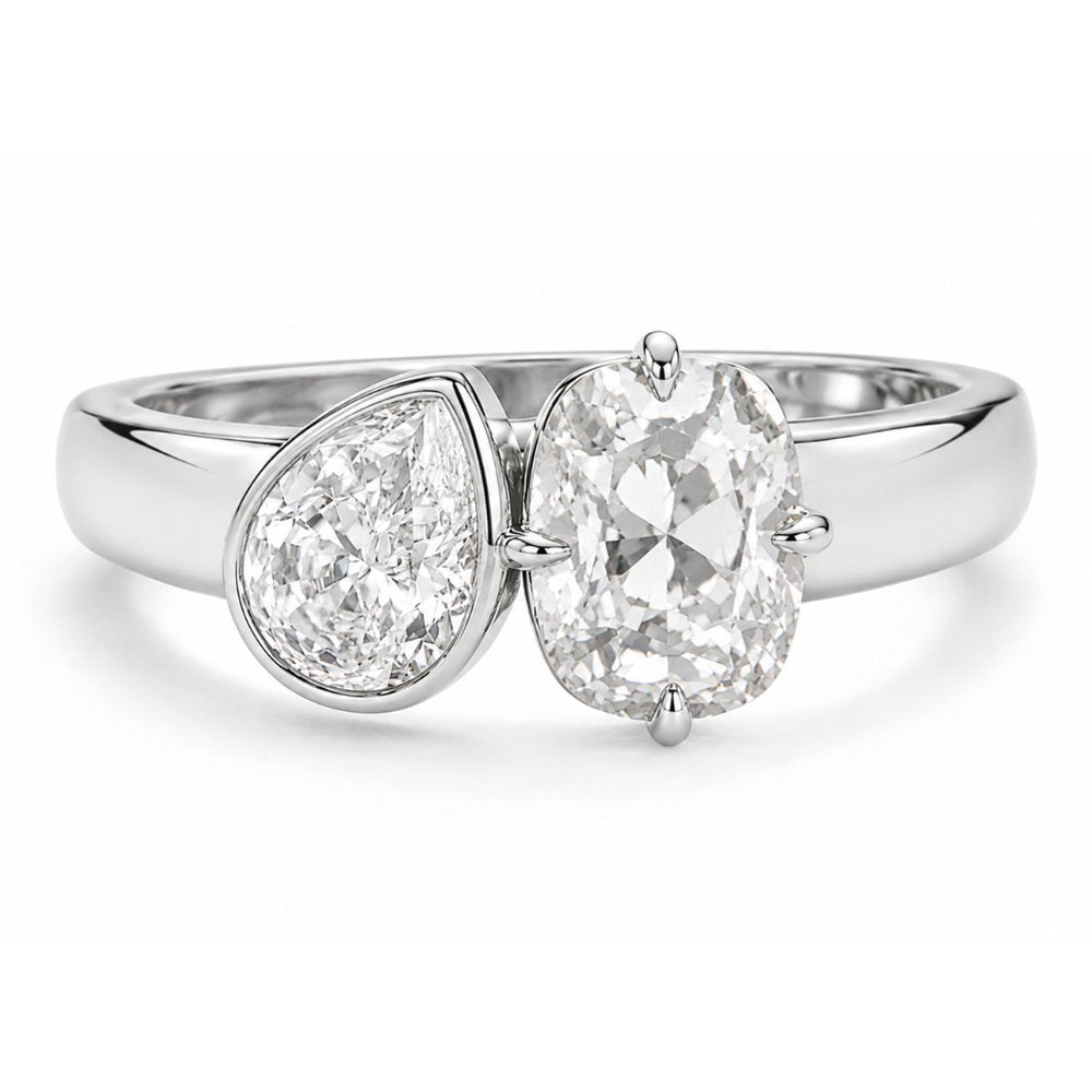 Signature Nicole 3CTW Pear and Cushion Cut Toi Et Moi Ring image 2