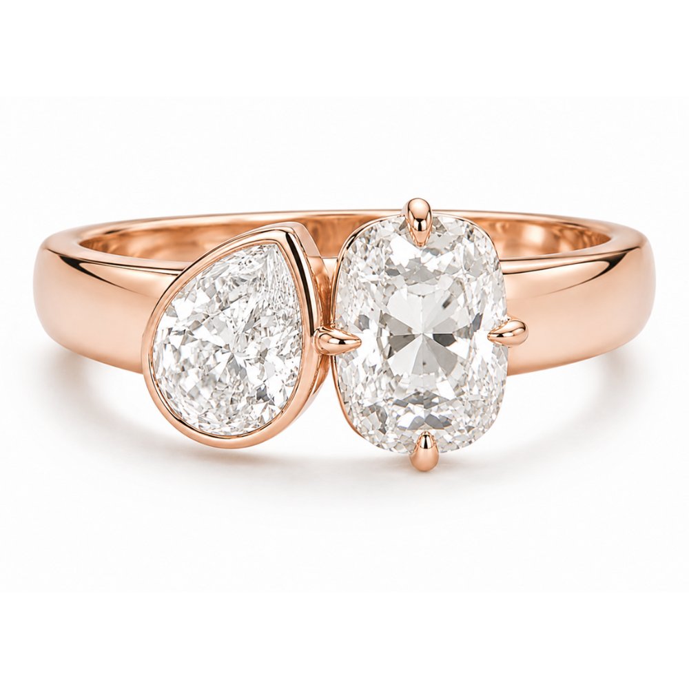 Signature Nicole 3CTW Pear and Cushion Cut Toi Et Moi Ring image 3