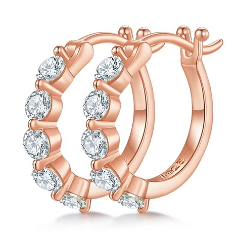 Elkie 1.0cttw Moissanite Huggie Earrings image 7
