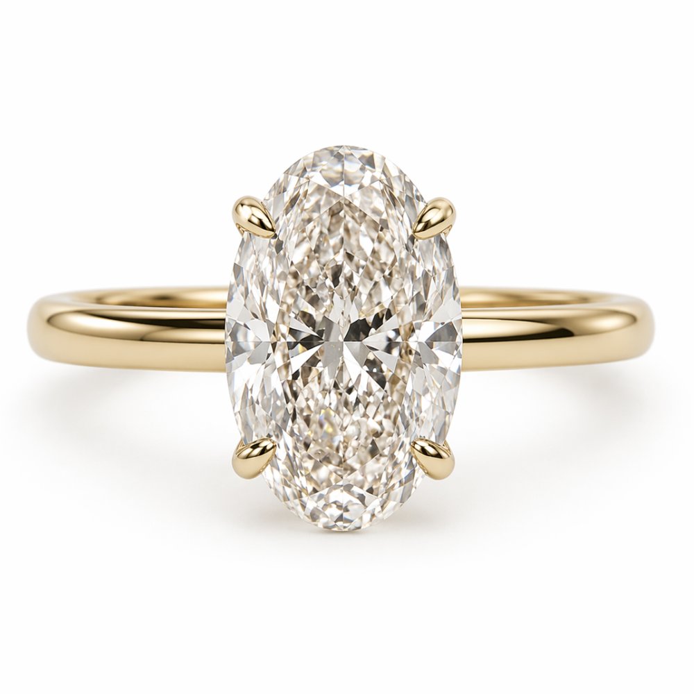 Ren 3-3.5ct Elongated Oval Cut Cathedral Tulip Basket Ring - M&F Series image 0