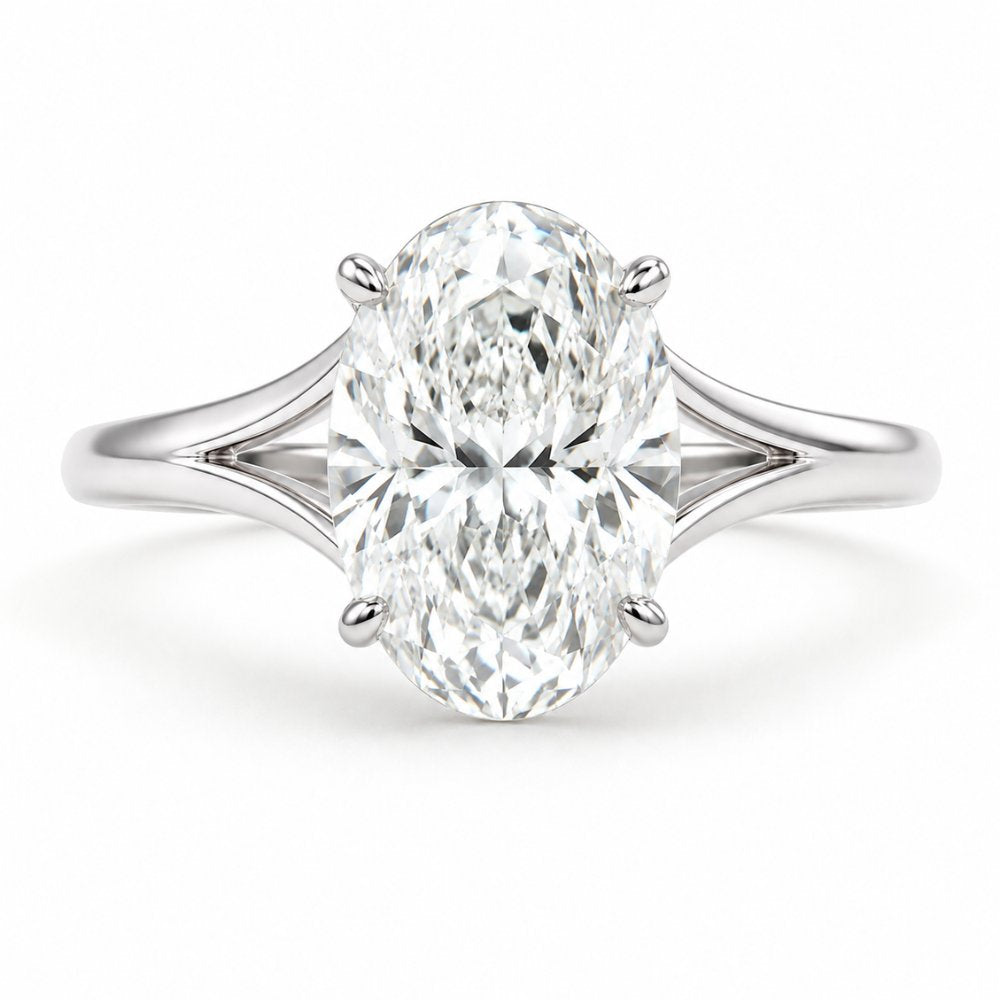 Hailey 4ct Oval Low Set Split Shank Ring