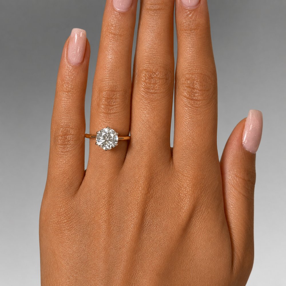 Renata 2.5ct Round Petal Basket Cathedral Ring
