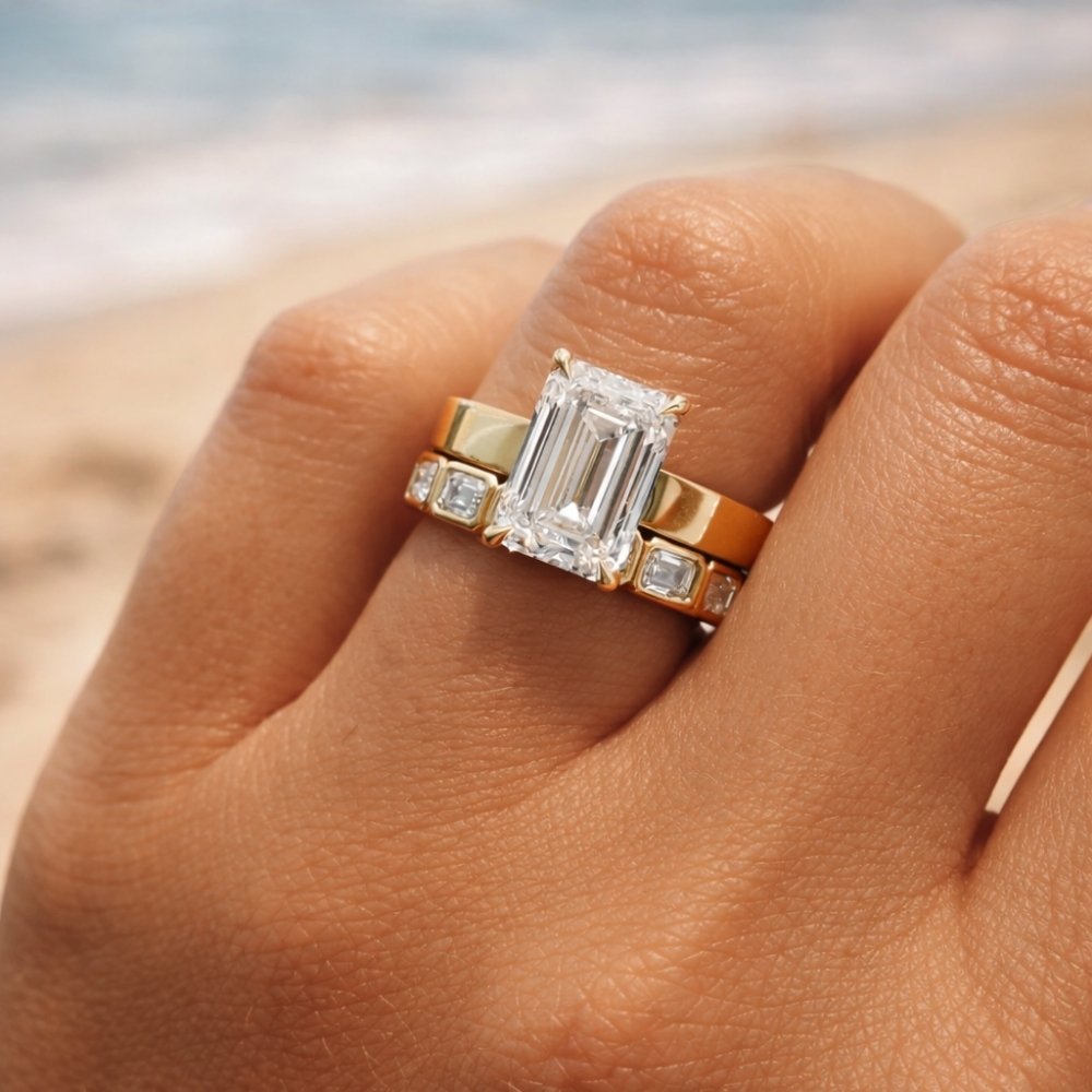 Signature Emma 4ct Emerald Cut Cigar Band Engagement Ring image 2