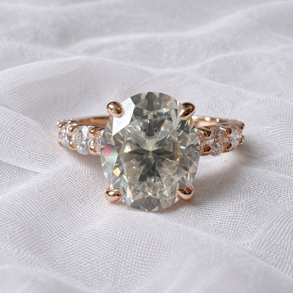 Signature Sophie 4.4CTW Oval Cut Hidden Halo Engagement Ring image 7