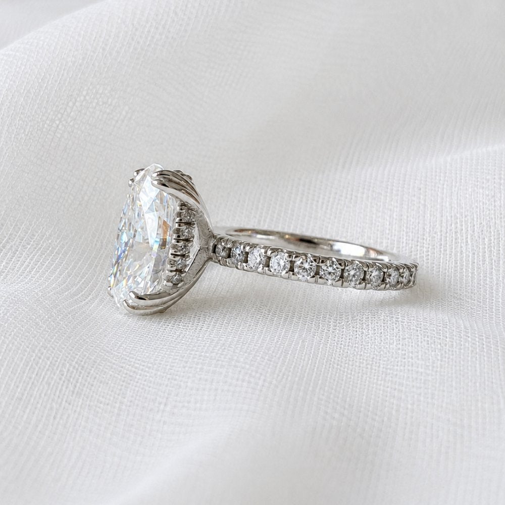 Signature Hannah Pave 4ct Oval Cut Hidden Halo Ring image 5