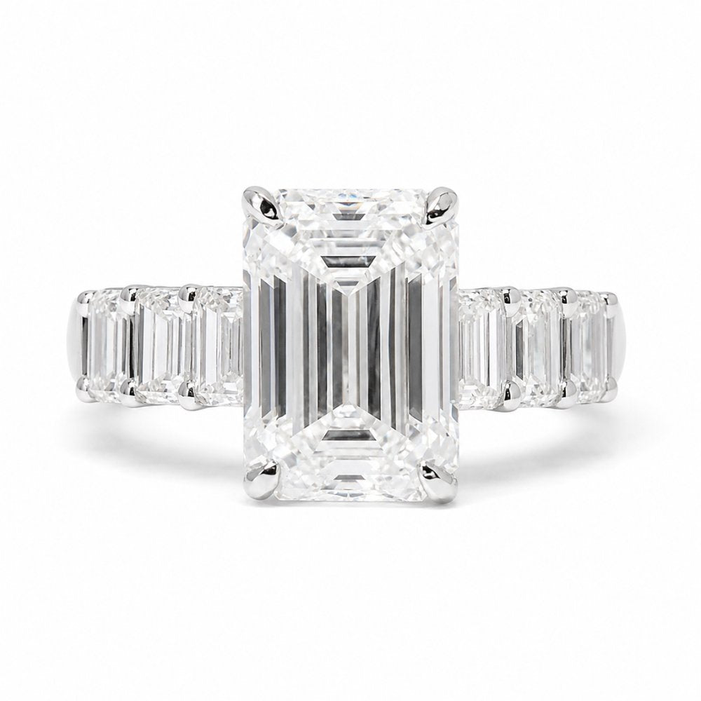 Signature Melody 11CTW Emerald Cut Moissanite Engagement Ring image 0
