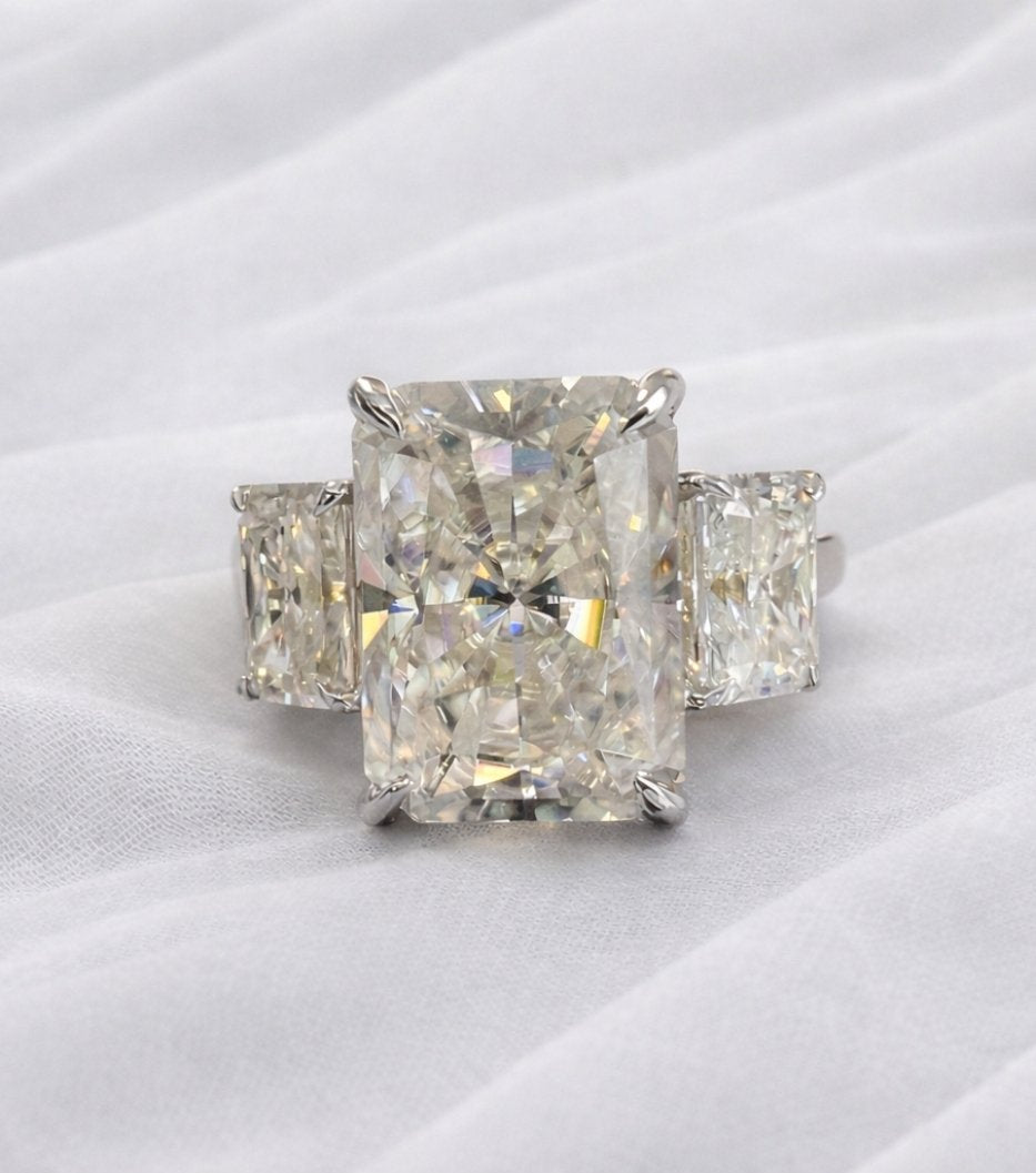 Emilia 6.6CTW Radiant Cut Trilogy Ring - M and F Series image 7