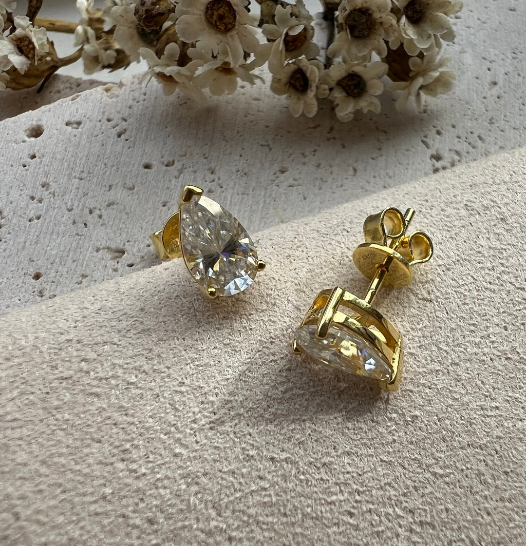 Paris 1ct Moissanite Pear Stud Earrings image 2