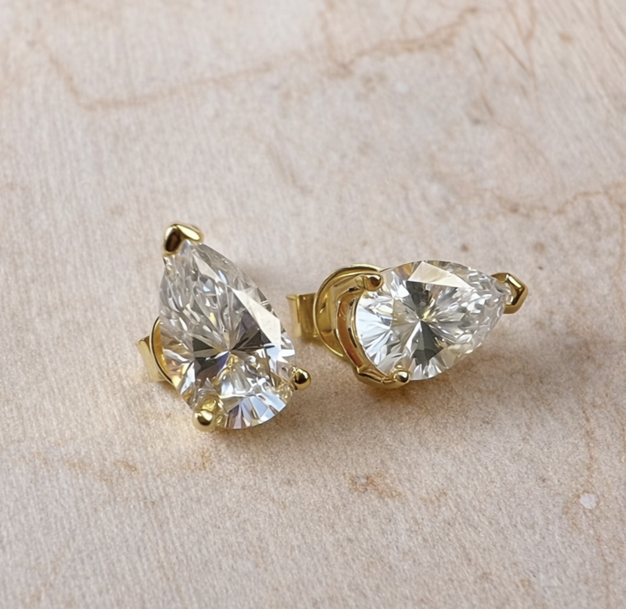 Paris 1ct Moissanite Pear Stud Earrings image 0