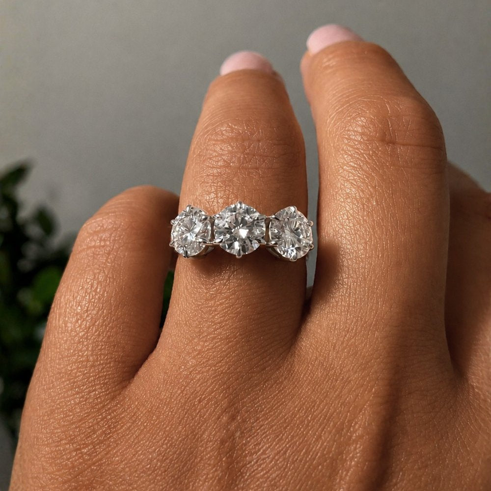 Allie 3CTW Round Cut Trilogy Band - M&F Series image 1