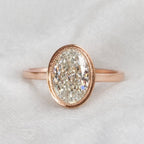 Vivienne 2.5ct Oval Cut Bezel Ring with Milgrain Detail - M & F Series image 5