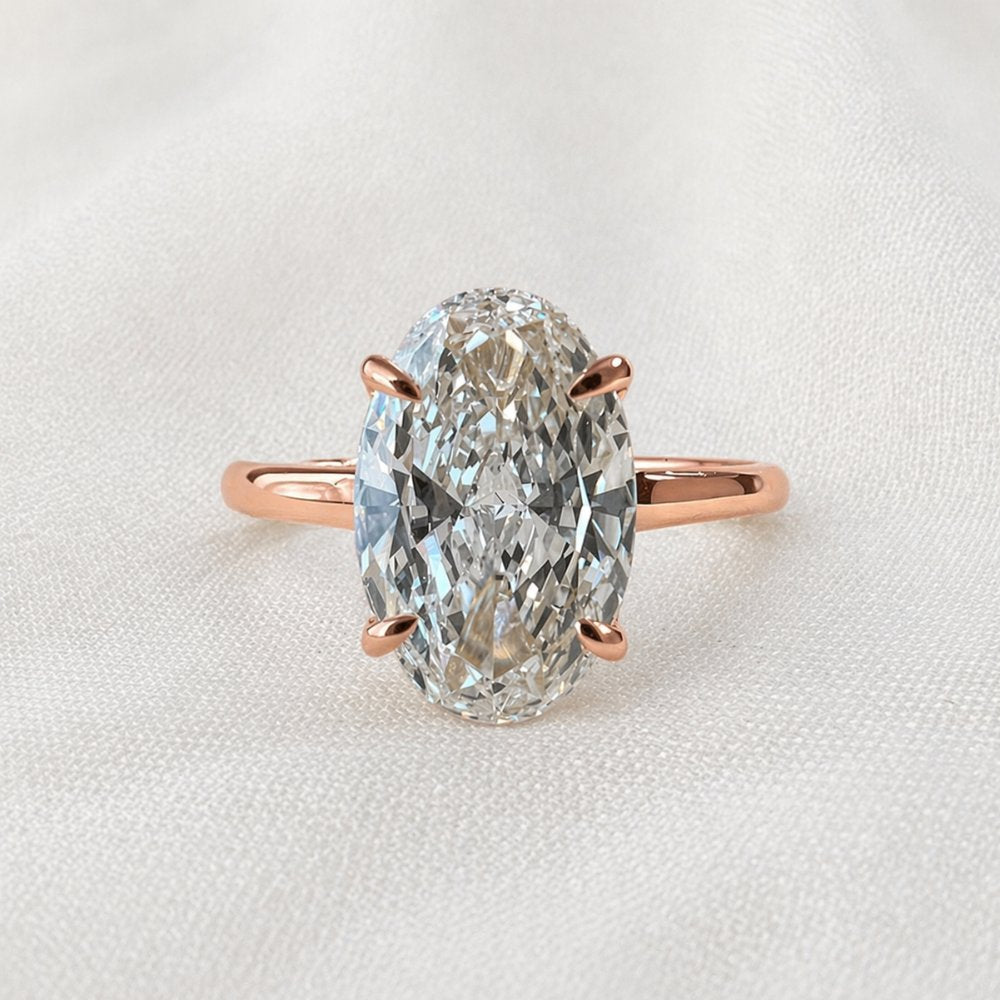 Ren 3-3.5ct Elongated Oval Cut Cathedral Tulip Basket Ring - M&F Series image 7