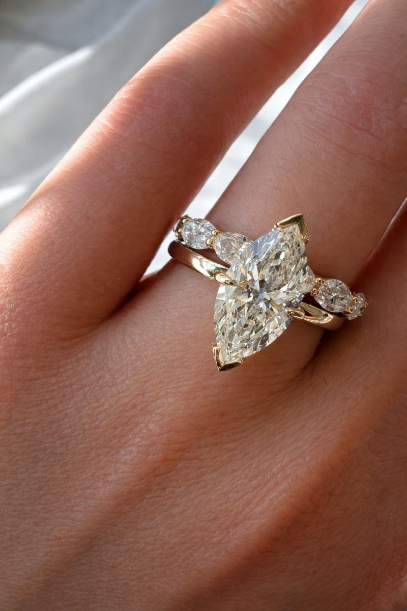 Signature Freya 2ct Moissanite Marquise Half Bezel Ring image 4