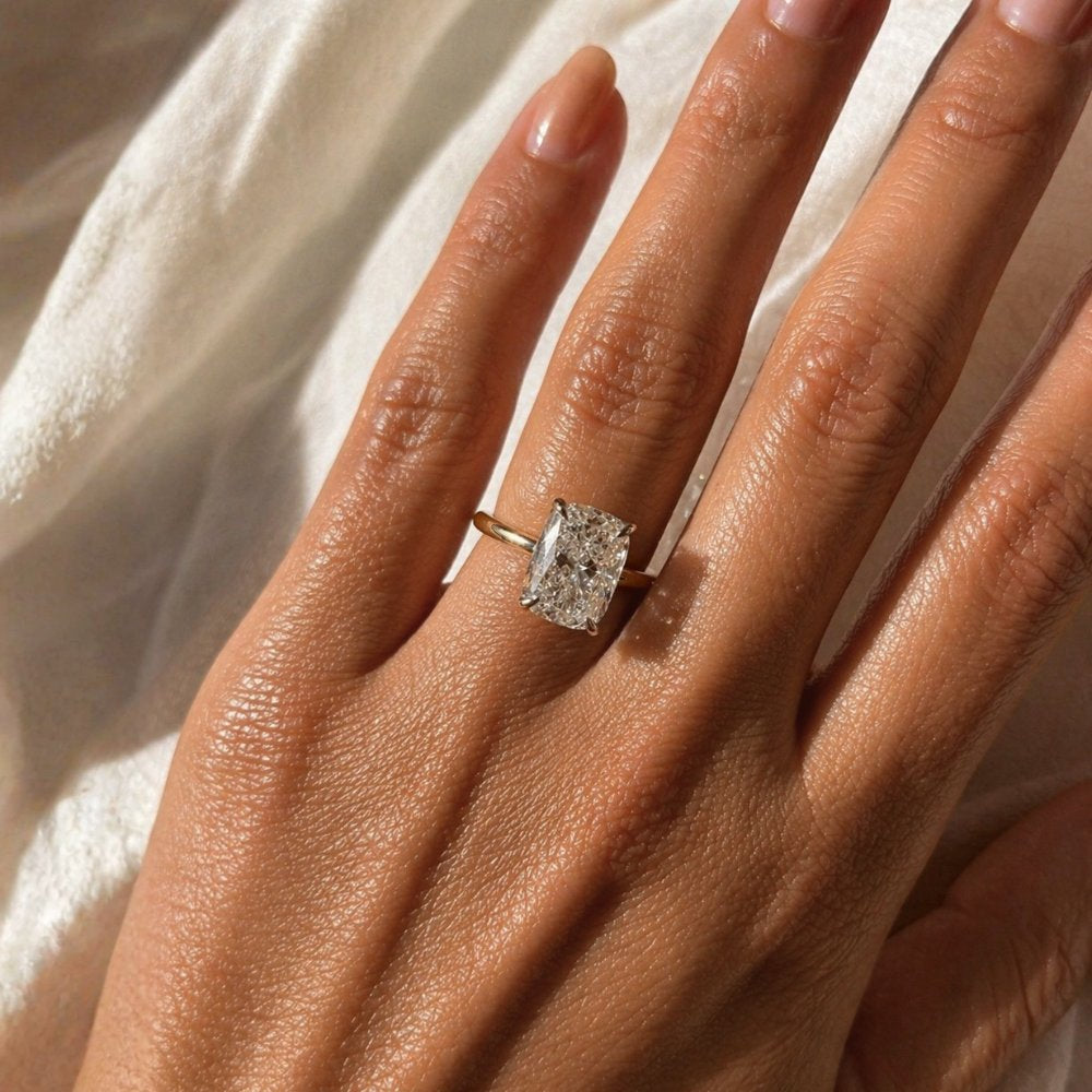 Signature Emily 3.5ct Elongated Cushion Cut Cathedral Engagement Ring image 3