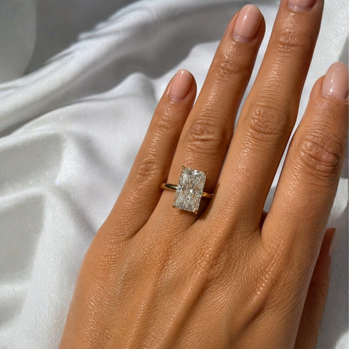 Archie Radiant Cut 4ct Solitaire Petal Basket Ring