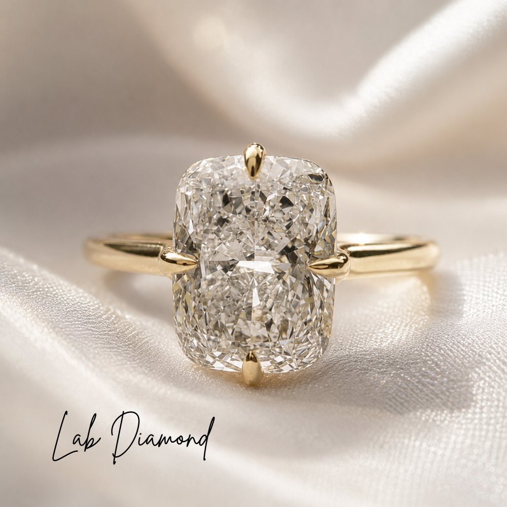 Athena 3ct Elongated Cushion Petal Basket Ring