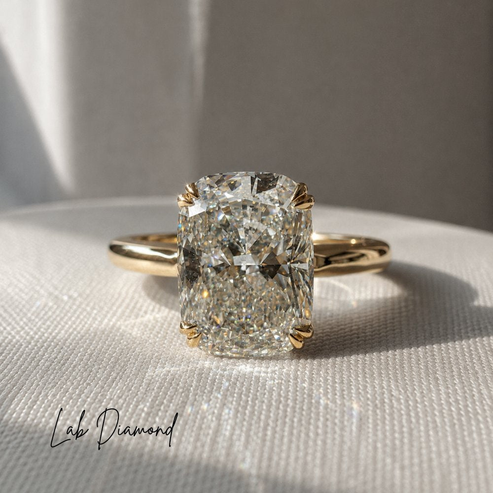 Catherine 3ct Elongated Cushion Cathedral Ring