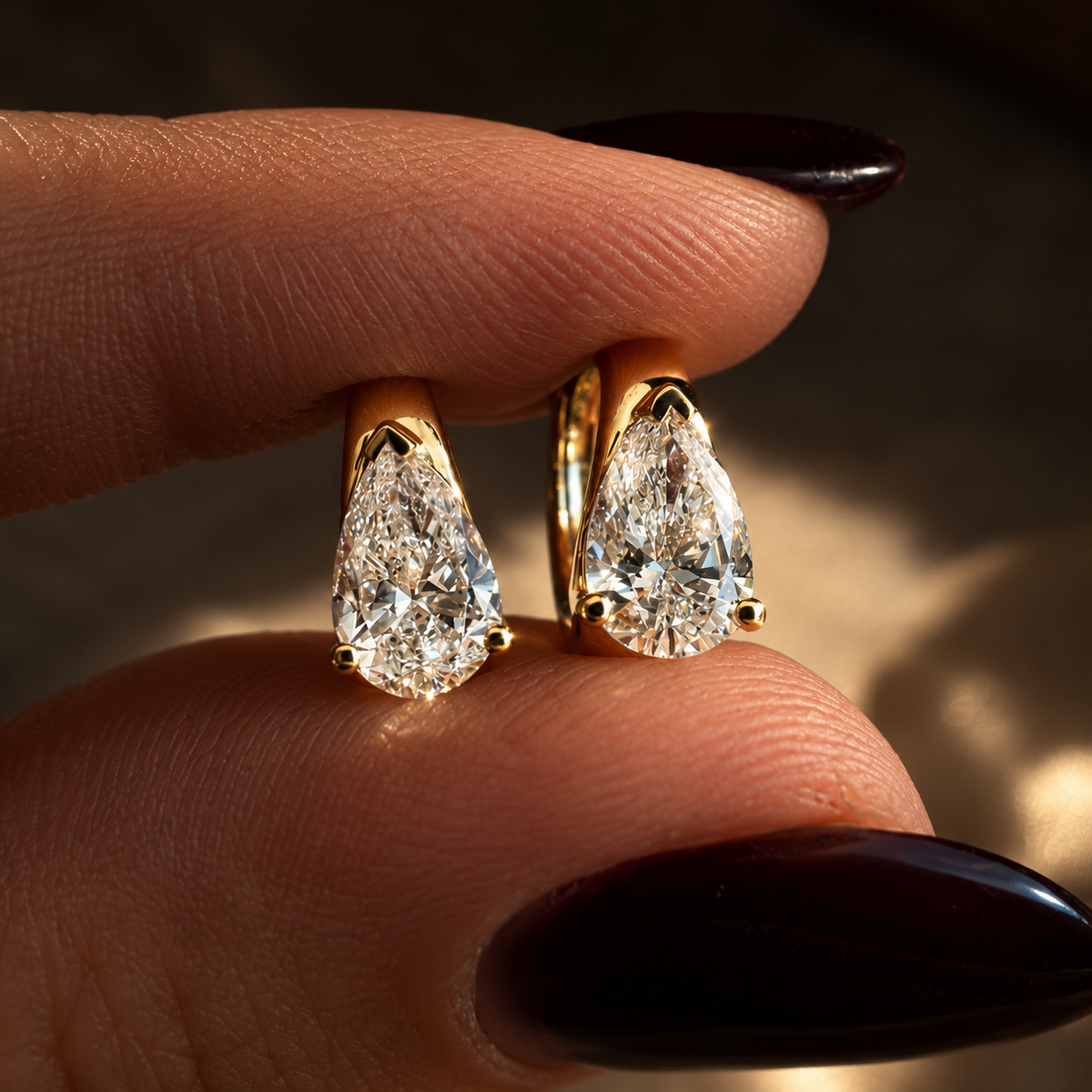 Tina 1.5CTW Pear Lab Diamond Huggie Earrings