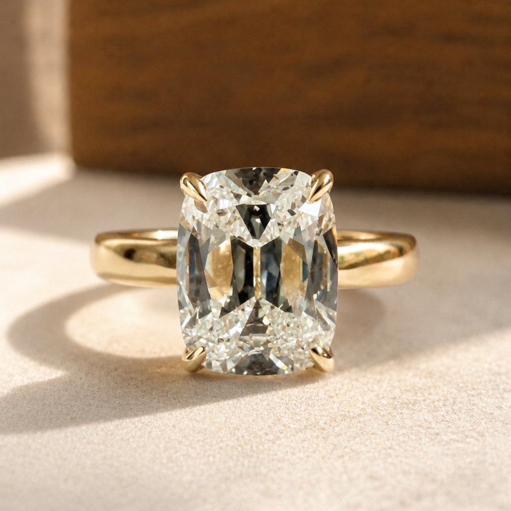 Elaria 3ct OMC Cushion Solitaire Ring