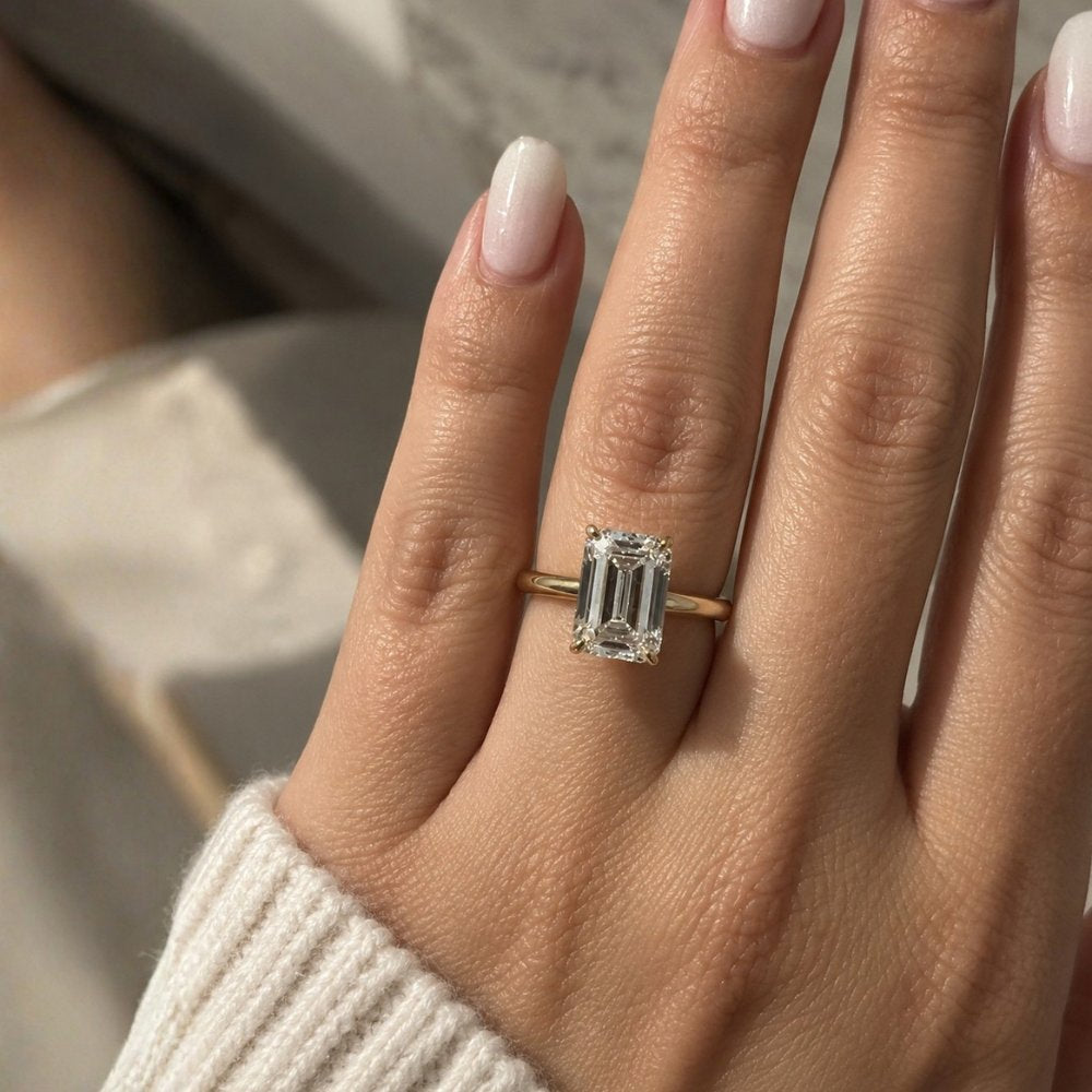 READY TO SHIP - Ellie 3.59ct Emerald Cut Lab Diamond Ring