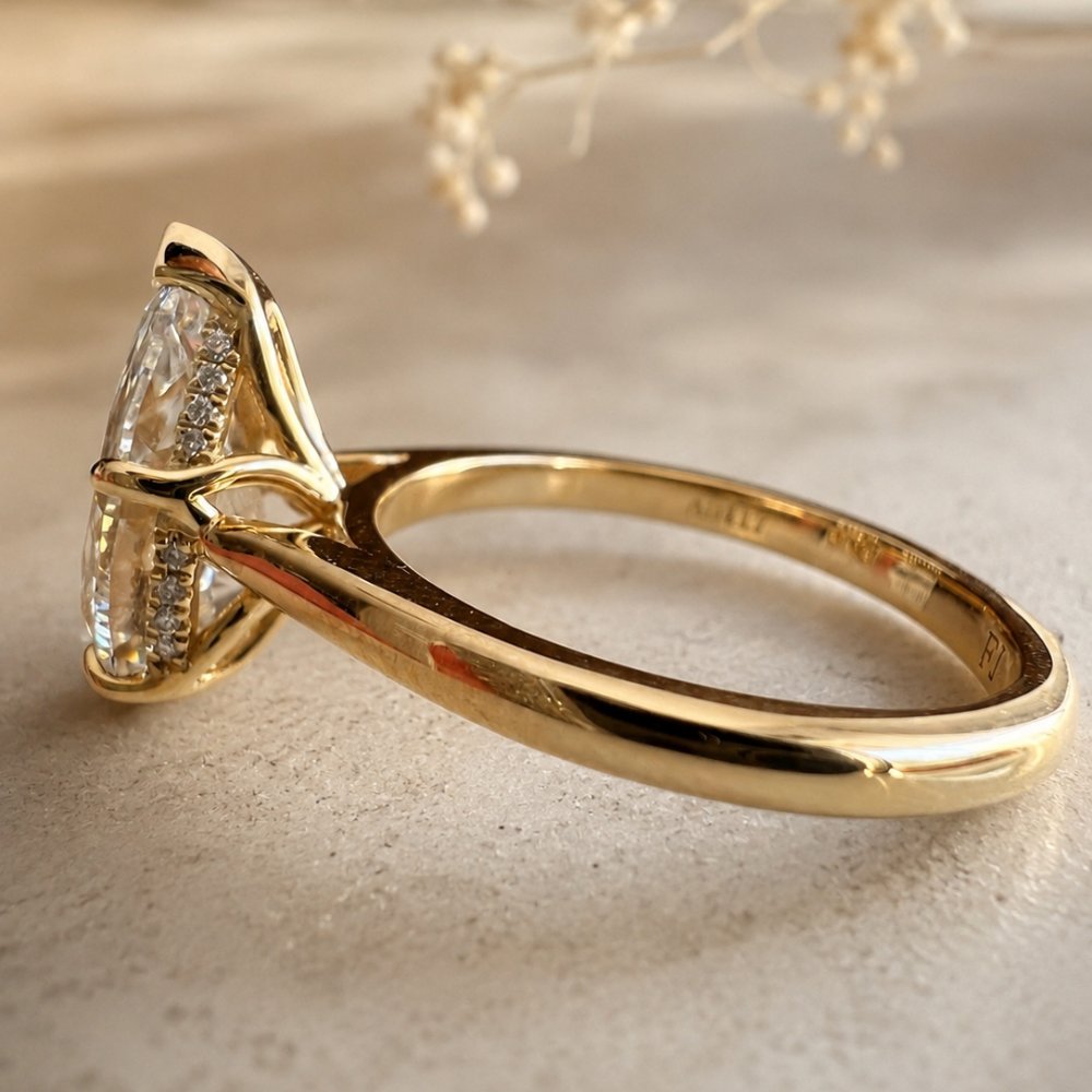 Elsa 3ct Pear Petal Basket Ring