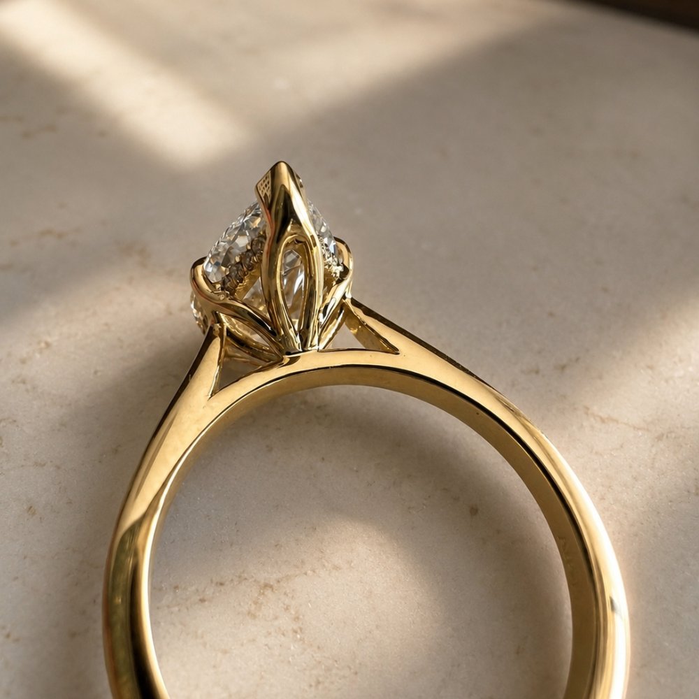 Elsa 3ct Pear Petal Basket Ring