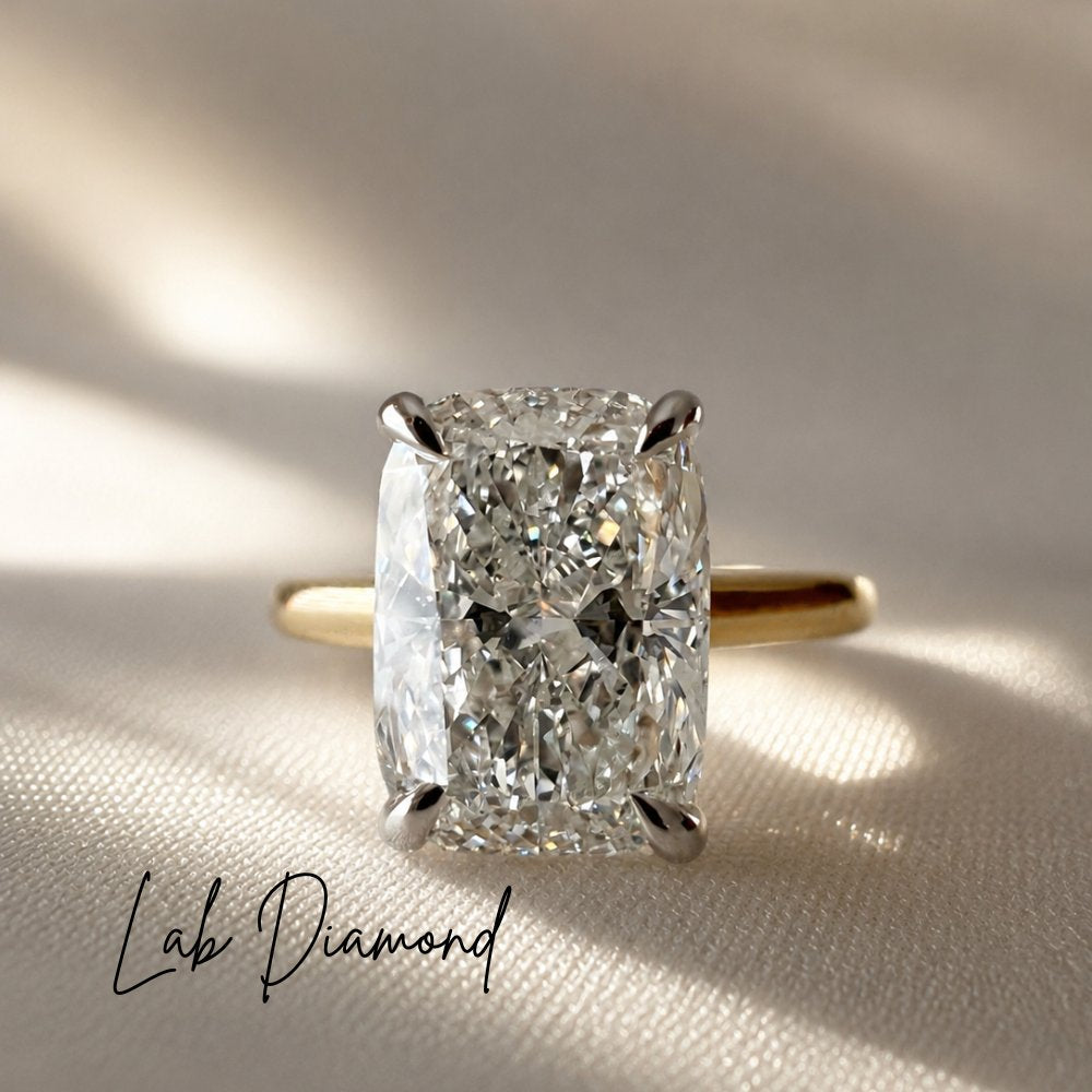 Emily 4ct Elongated Cushion Cathedral Ring