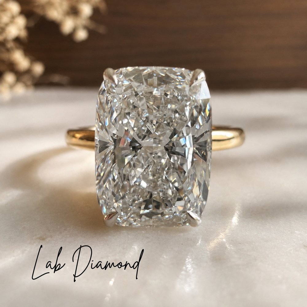 Emily 4ct Elongated Cushion Cathedral Ring