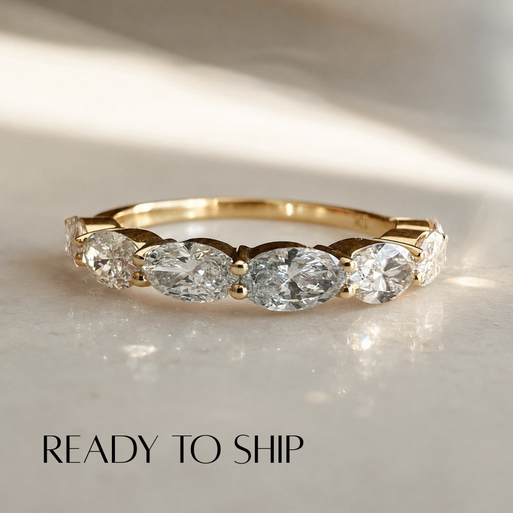 READY TO SHIP - Ginny 3x5 East West Oval Lab Diamond Band