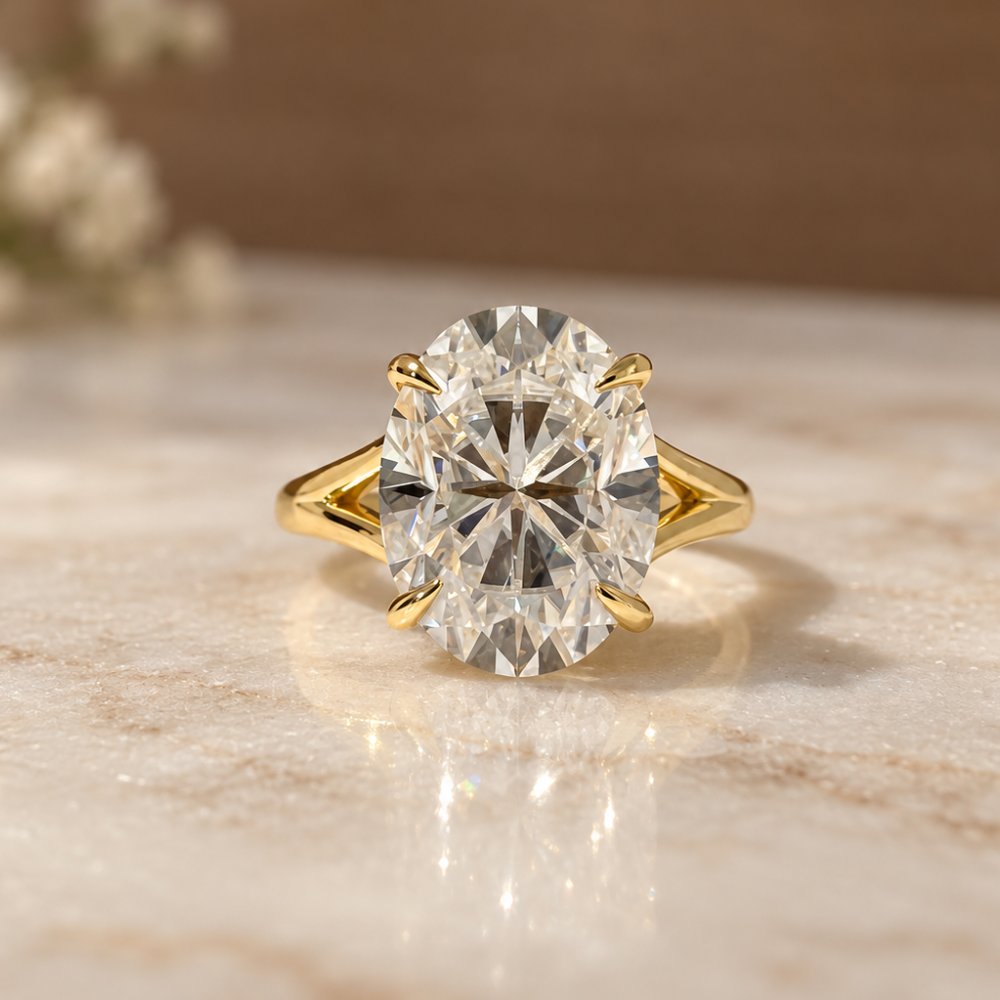 Harriet 4ct Oval Low Set Split Shank Ring