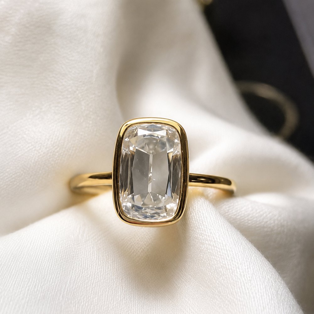 Lola 4ct Elongated Cushion OMC Moissanite Solitaire Ring