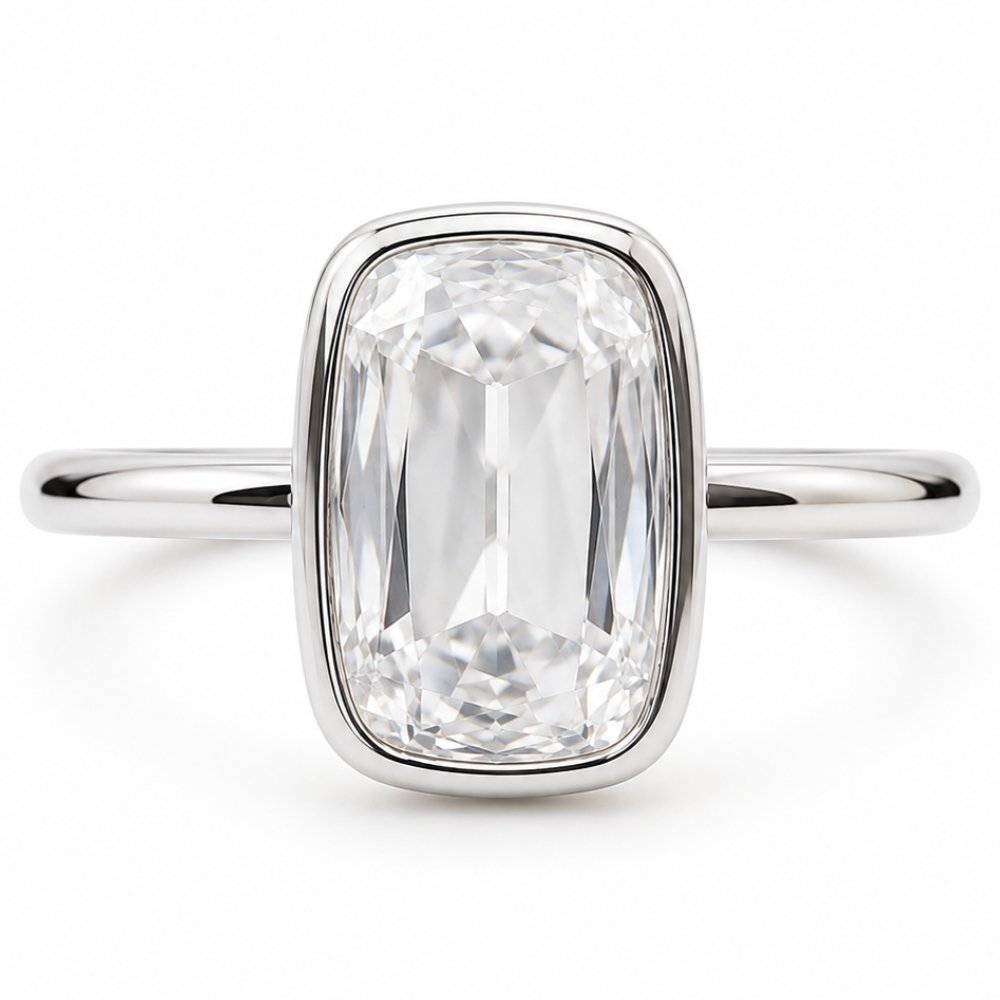 Lola 4ct Elongated Cushion OMC Moissanite Solitaire Ring