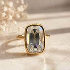 Lola 4ct Elongated Cushion OMC Moissanite Solitaire Ring