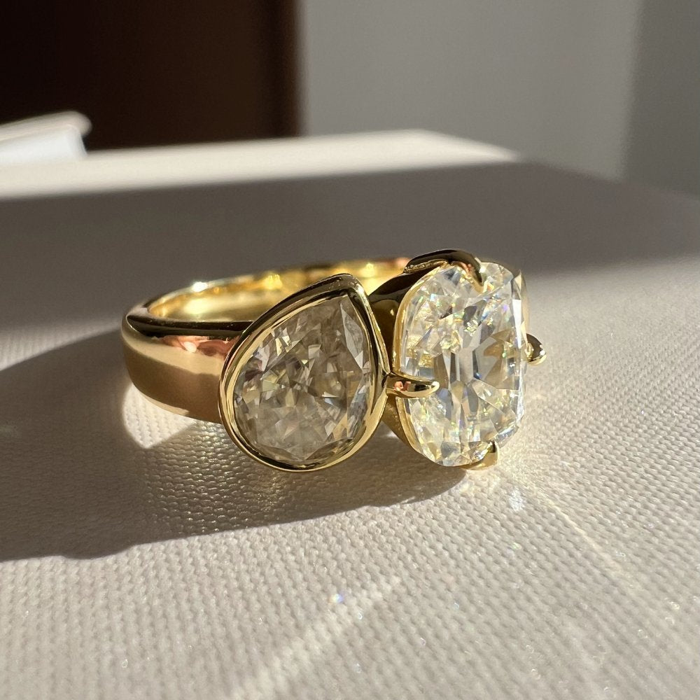 Nicole 2.3CTW Pear and Cushion Toi Et Moi Ring