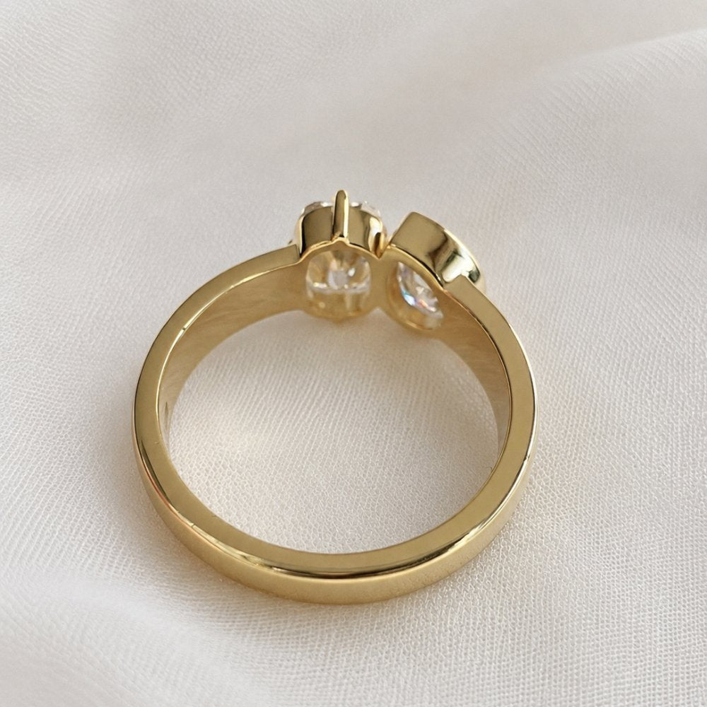 Nicole 2.3CTW Pear and Cushion Toi Et Moi Ring
