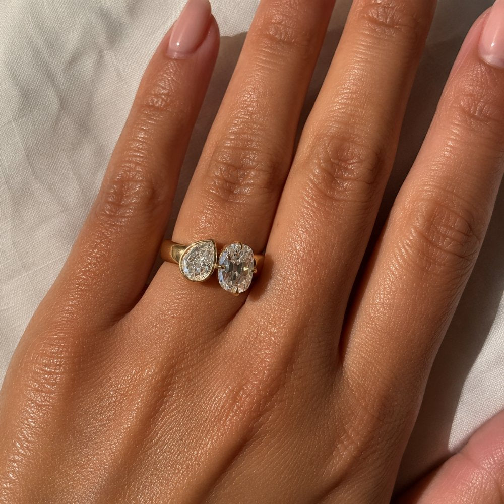 Nicole 2.3CTW Pear and Cushion Toi Et Moi Ring