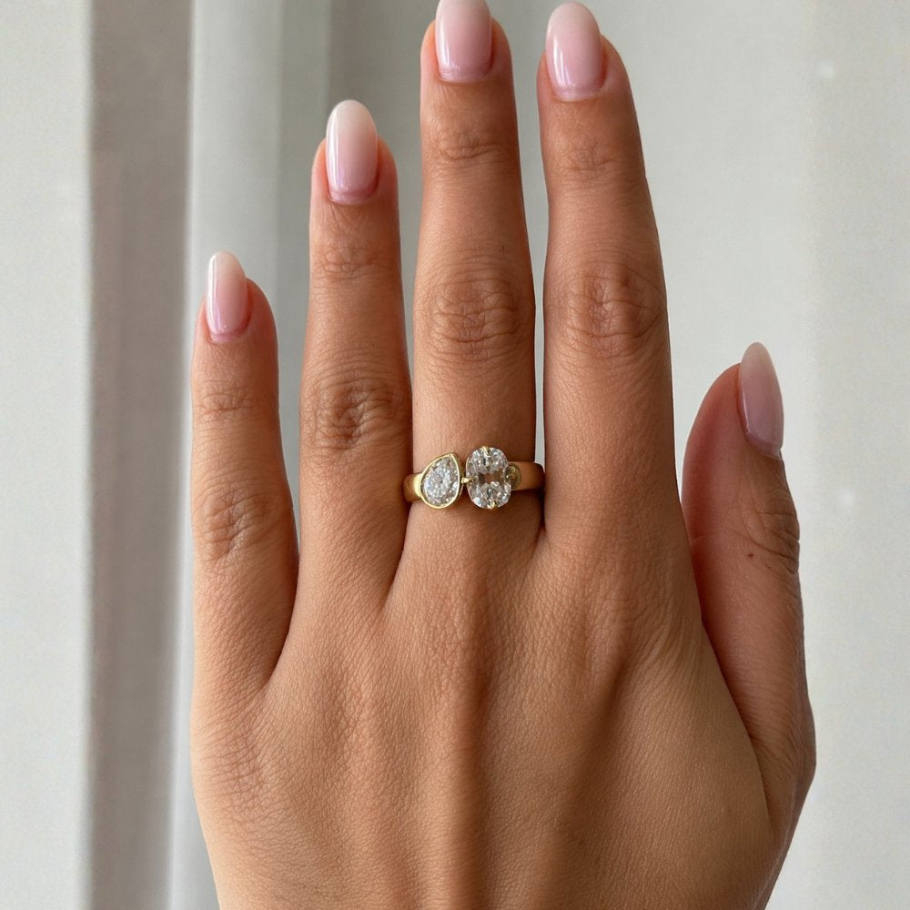 Nicole 2.3CTW Pear and Cushion Toi Et Moi Ring