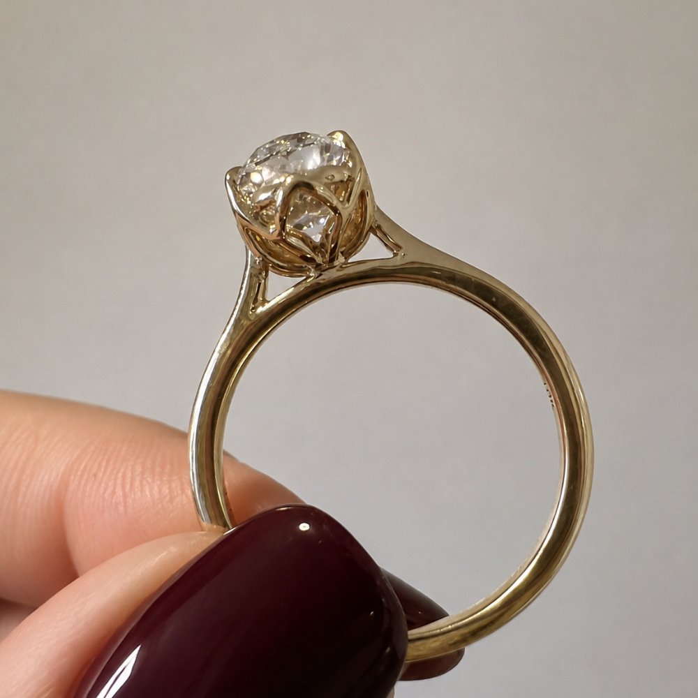 Ren 3-3.5ct Elongated Oval Cathedral Ring