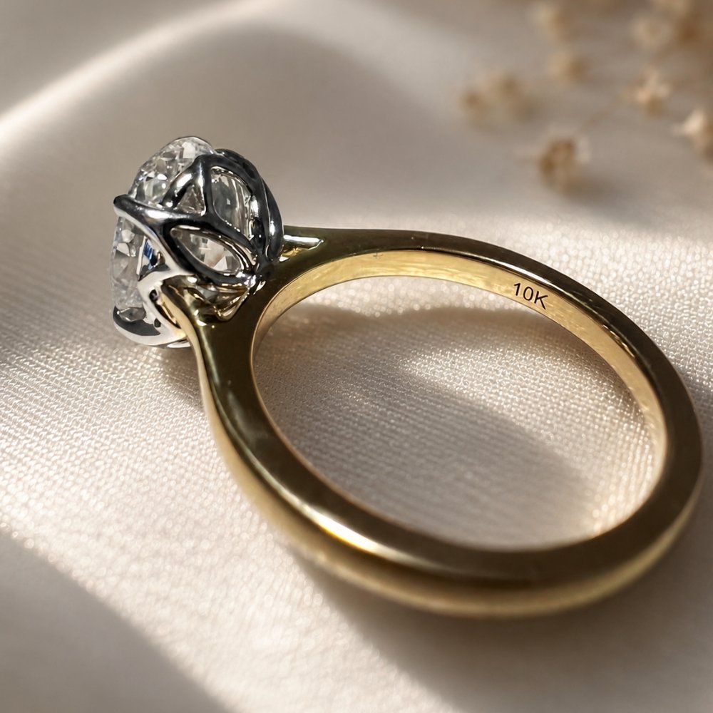 Ren 3-3.5ct Elongated Oval Cathedral Ring